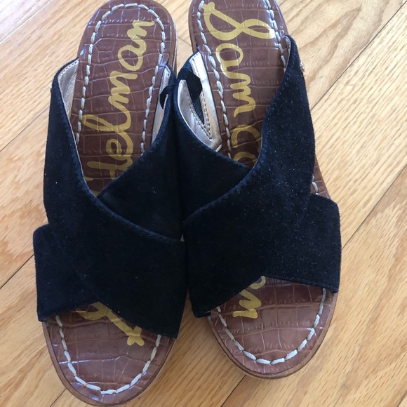 Sam Edelman Suede Cork Wedges - Size 5 Black - Picture 2 of 5